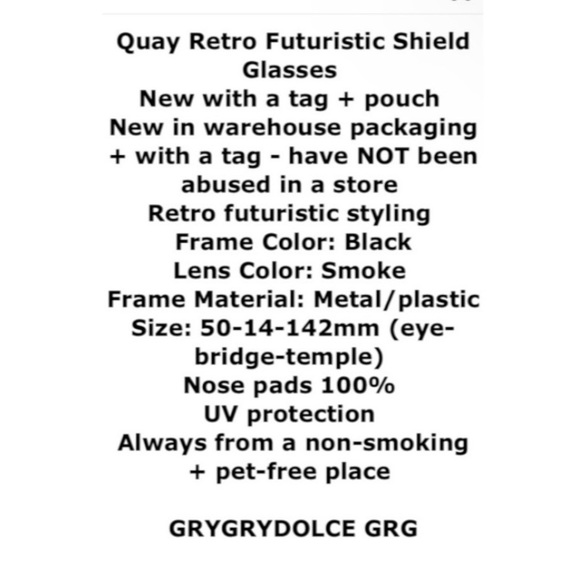 Quay Retro Inspired Shield Sunglasses Black Frame Gray Lens 50-14-142mm NWT - Picture 2 of 13